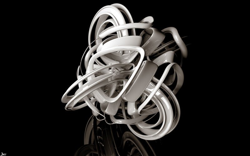 Abstract white sculpture on black