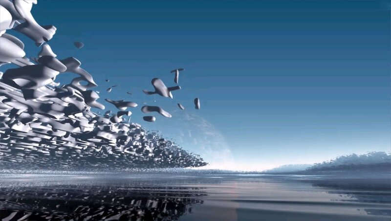 Abstract White Shapes — Blue