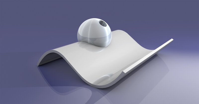 abstract white sphere on curved surface