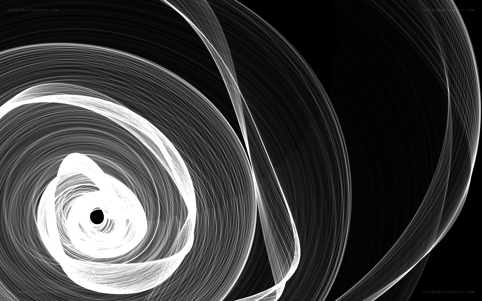 Abstract white spiral on black