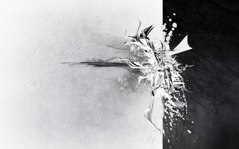 Abstract White Splatter — Black