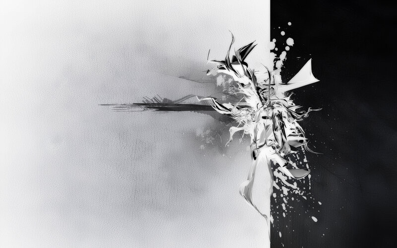 Abstract White Splatter — Dramatic, Digital Art