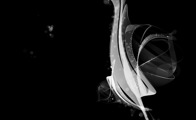 Abstract White Swirls — Black, Minimalist