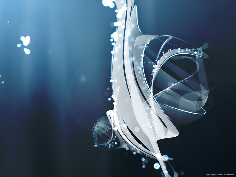 Abstract White Swirls — Blue, Serene, Digital Art