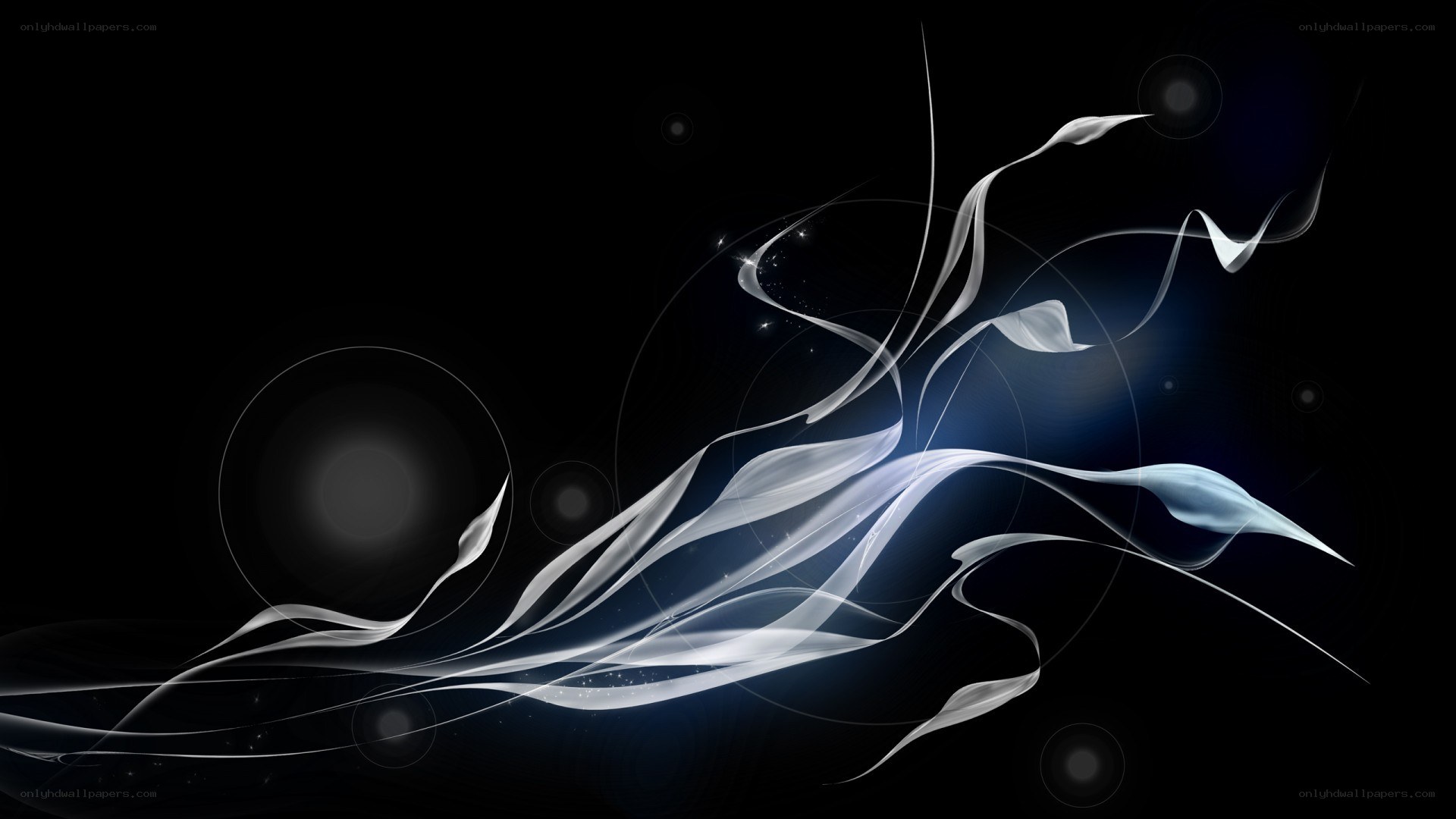 Abstract white swirls on black