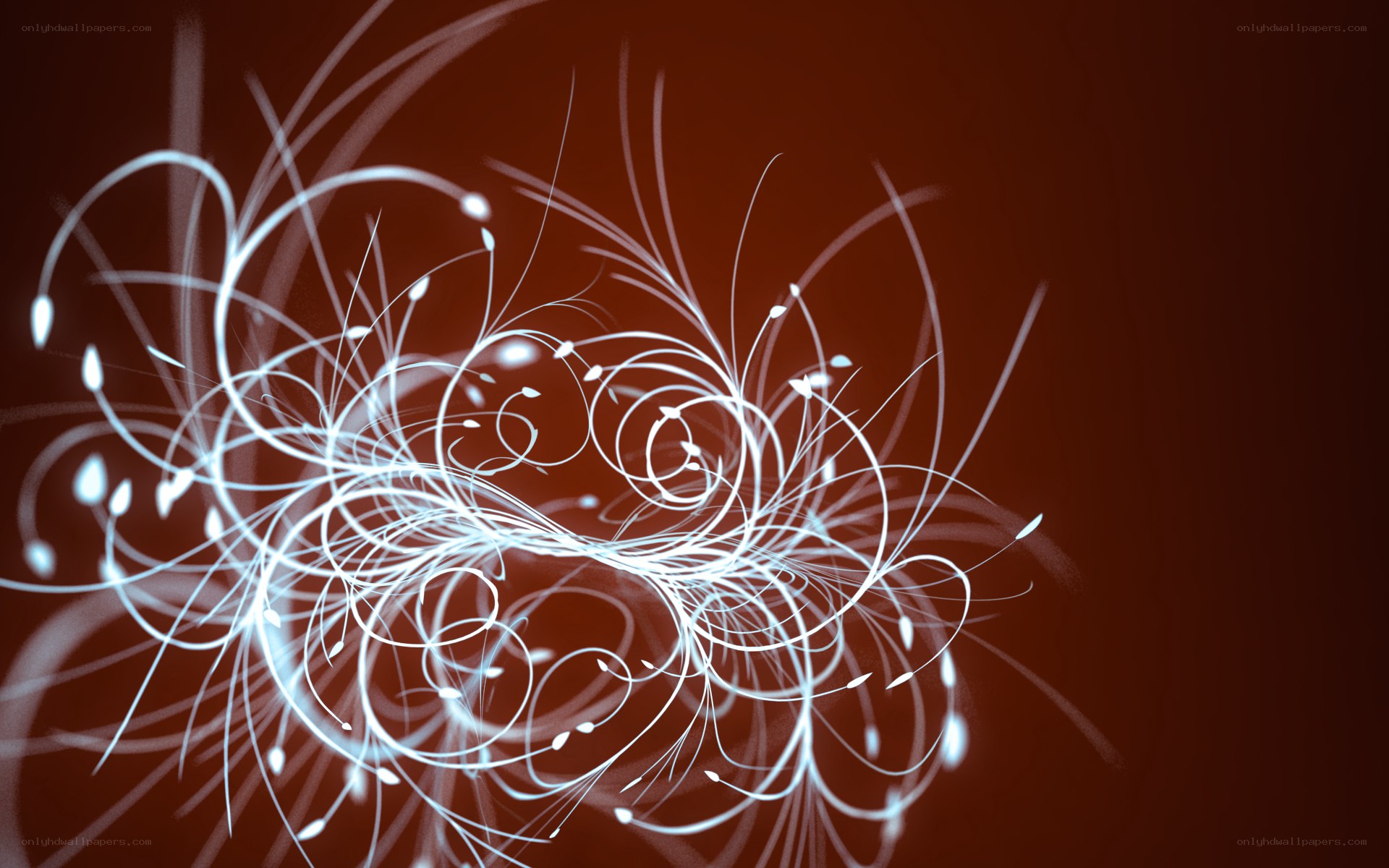 Abstract white swirls on brown