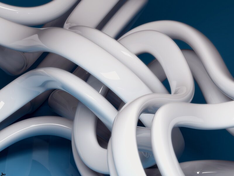 Abstract white tube sculpture