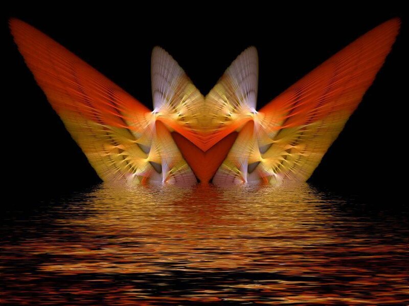 Abstract Winged Figure — Orange