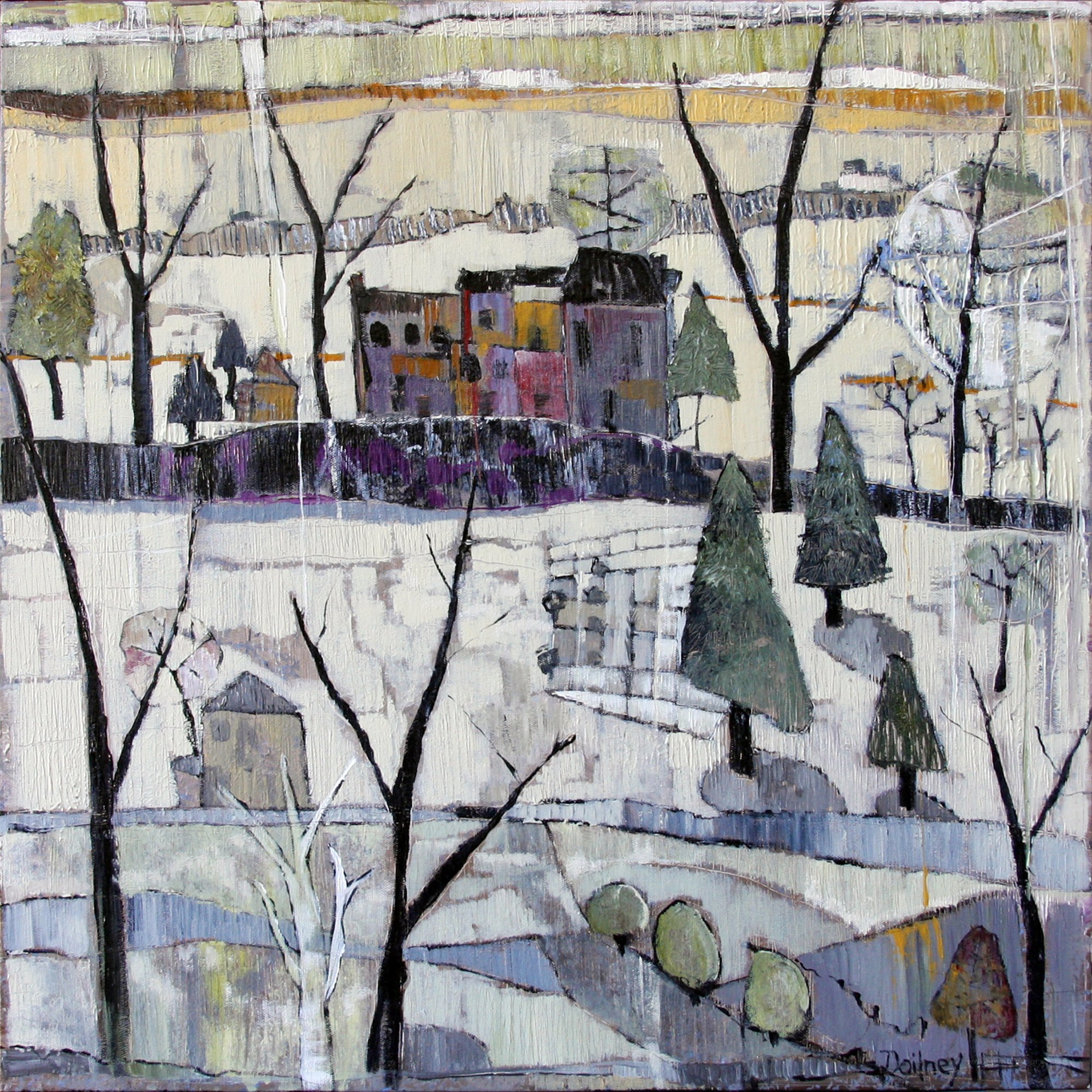 Abstract Winter Landscape Painting