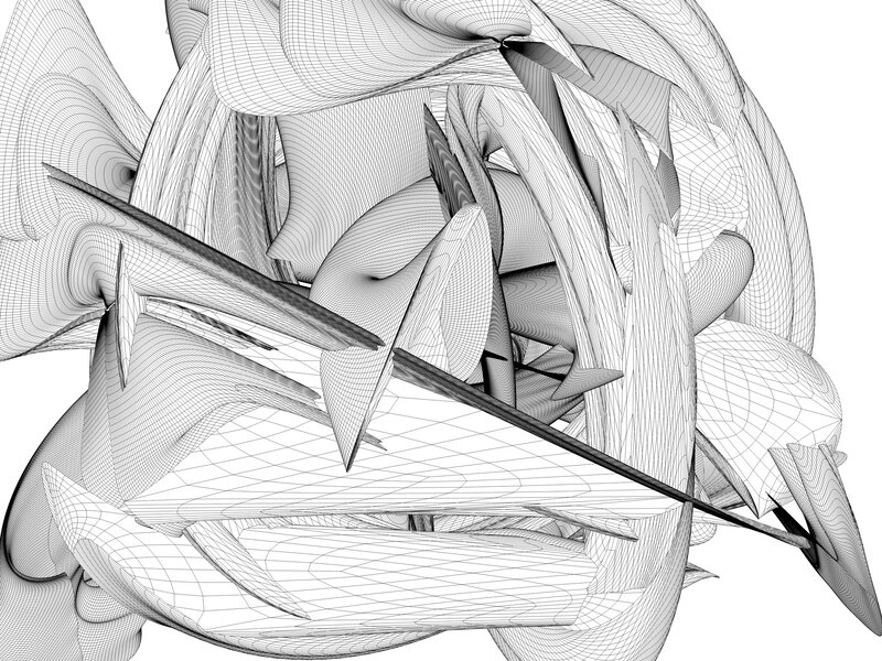 Abstract Wireframe Sculpture — Black, Complex