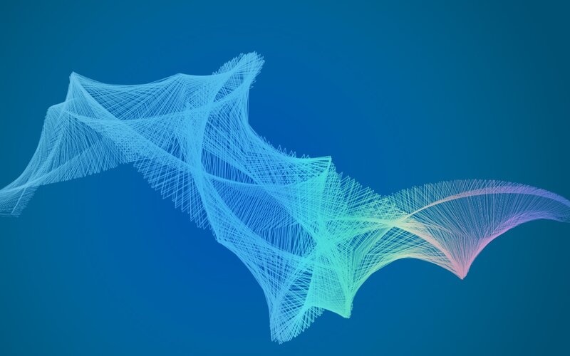 Abstract Wireframe Sculpture — Blue
