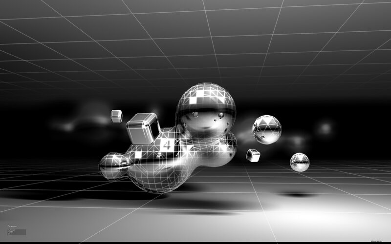 Abstract wireframe spheres and cubes