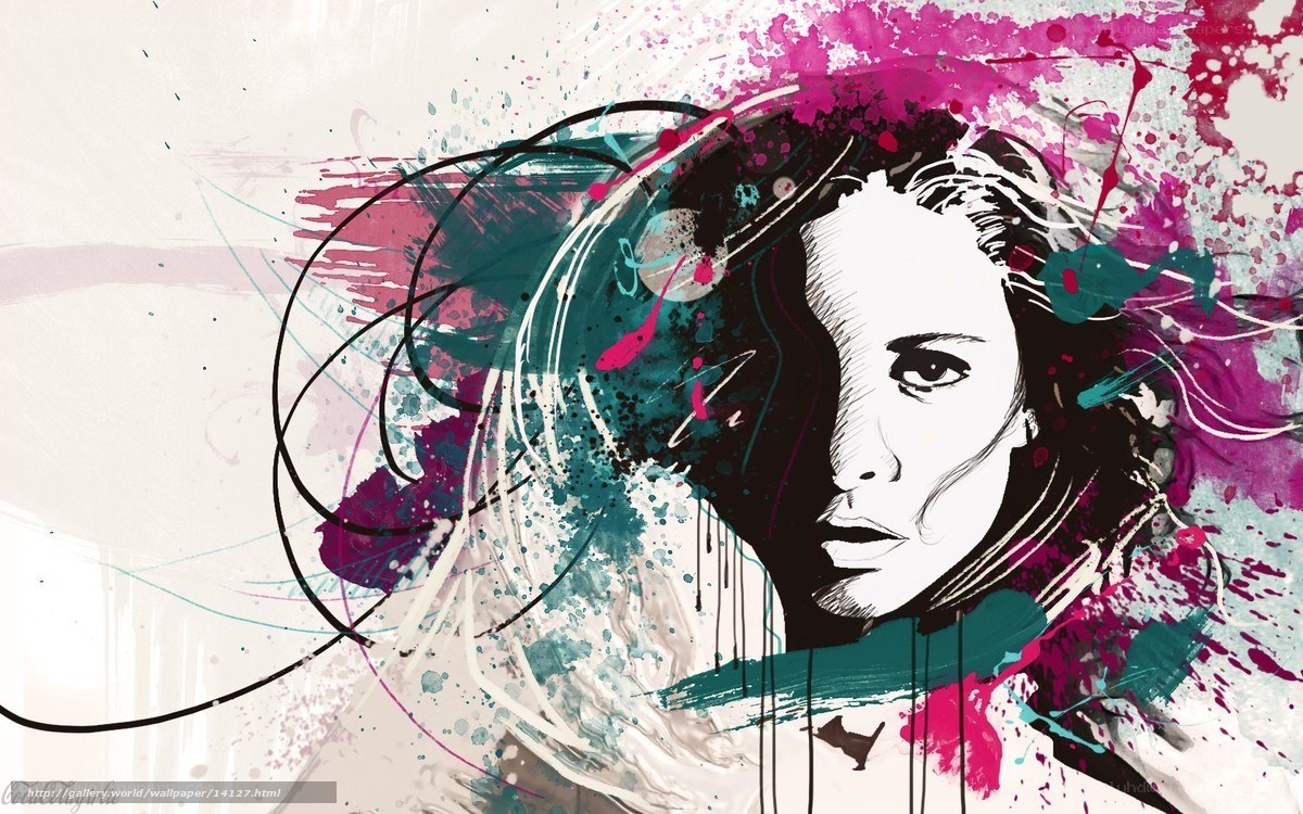 abstract woman portrait with splashes