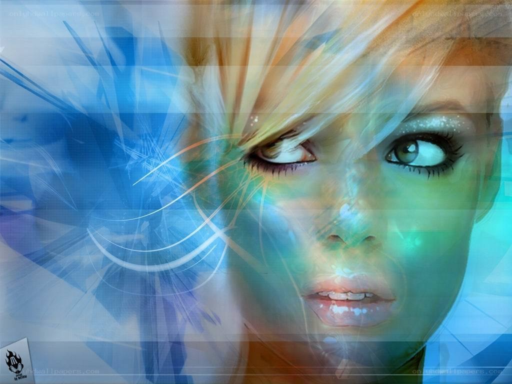 abstract woman with blue light
