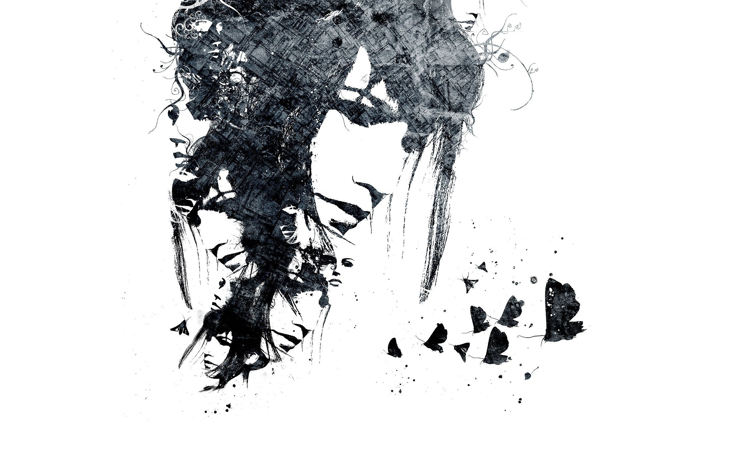 abstract woman with butterflies
