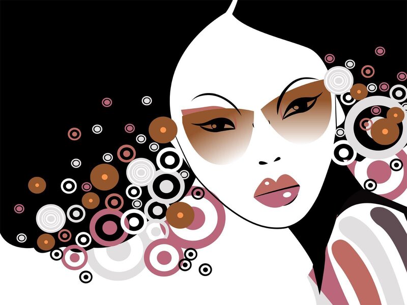 abstract woman with circular patterns