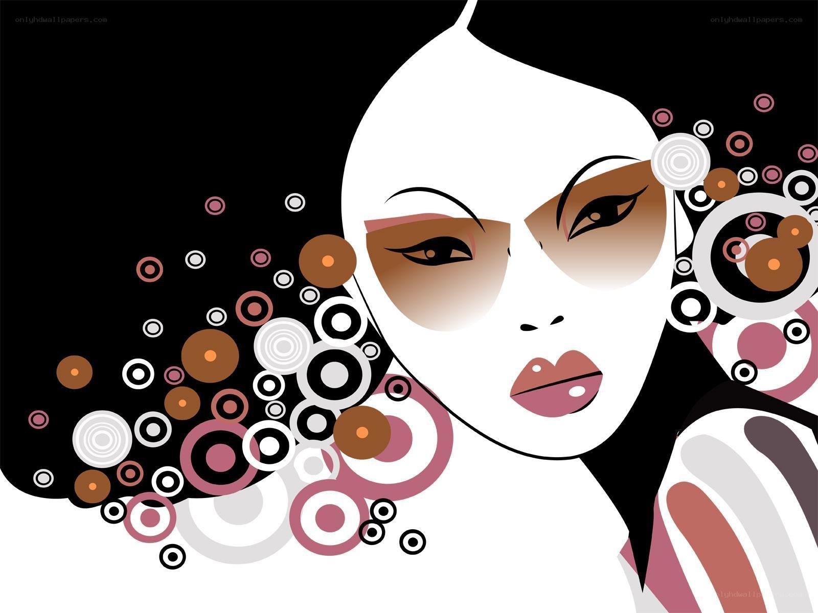 abstract woman with circular patterns