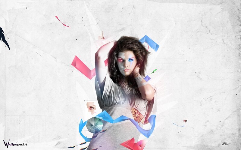 abstract woman with colorful shapes