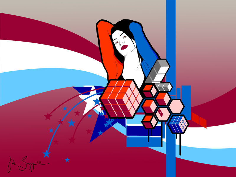 abstract woman with cubes