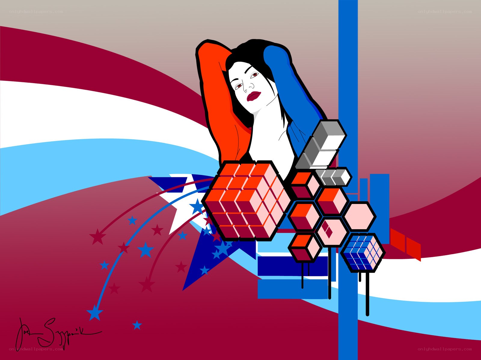 abstract woman with cubes