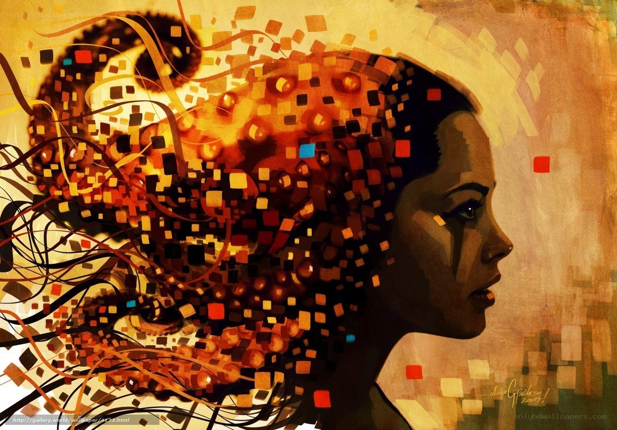 abstract woman with digital particles