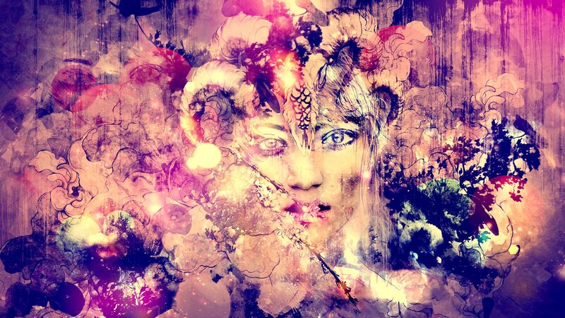 abstract woman with floral elements