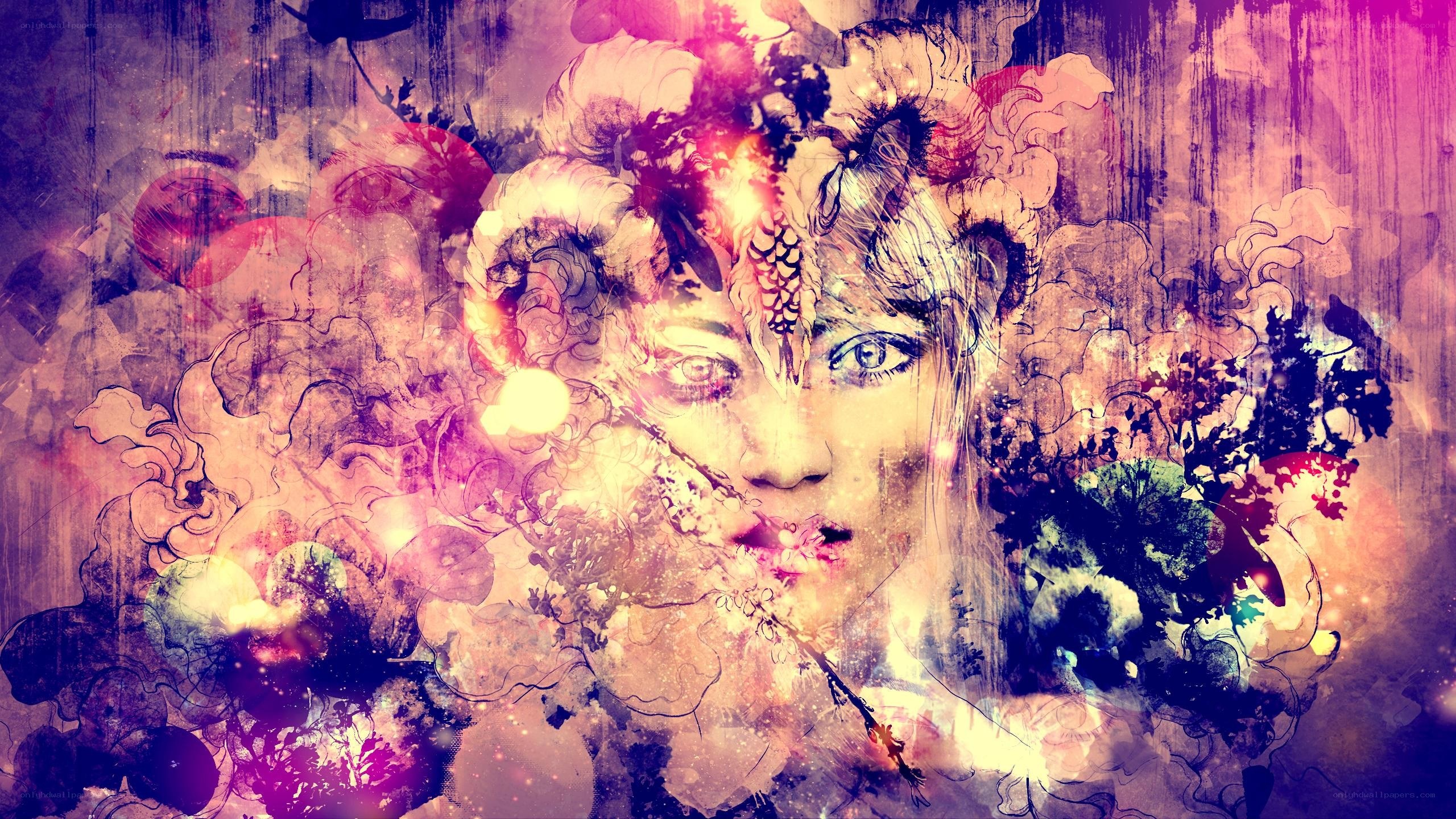 abstract woman with floral elements