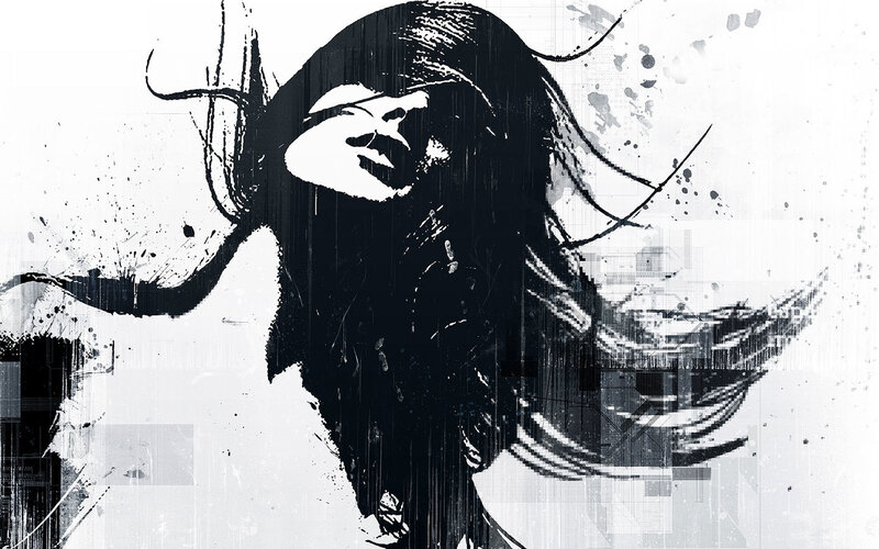 abstract woman with flowing hair