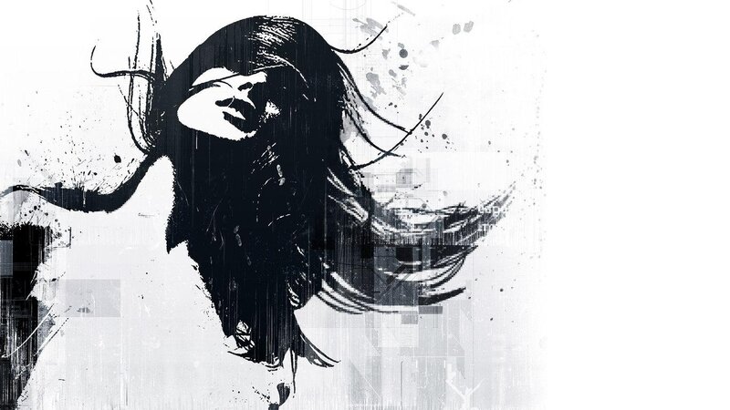 abstract woman with flowing hair