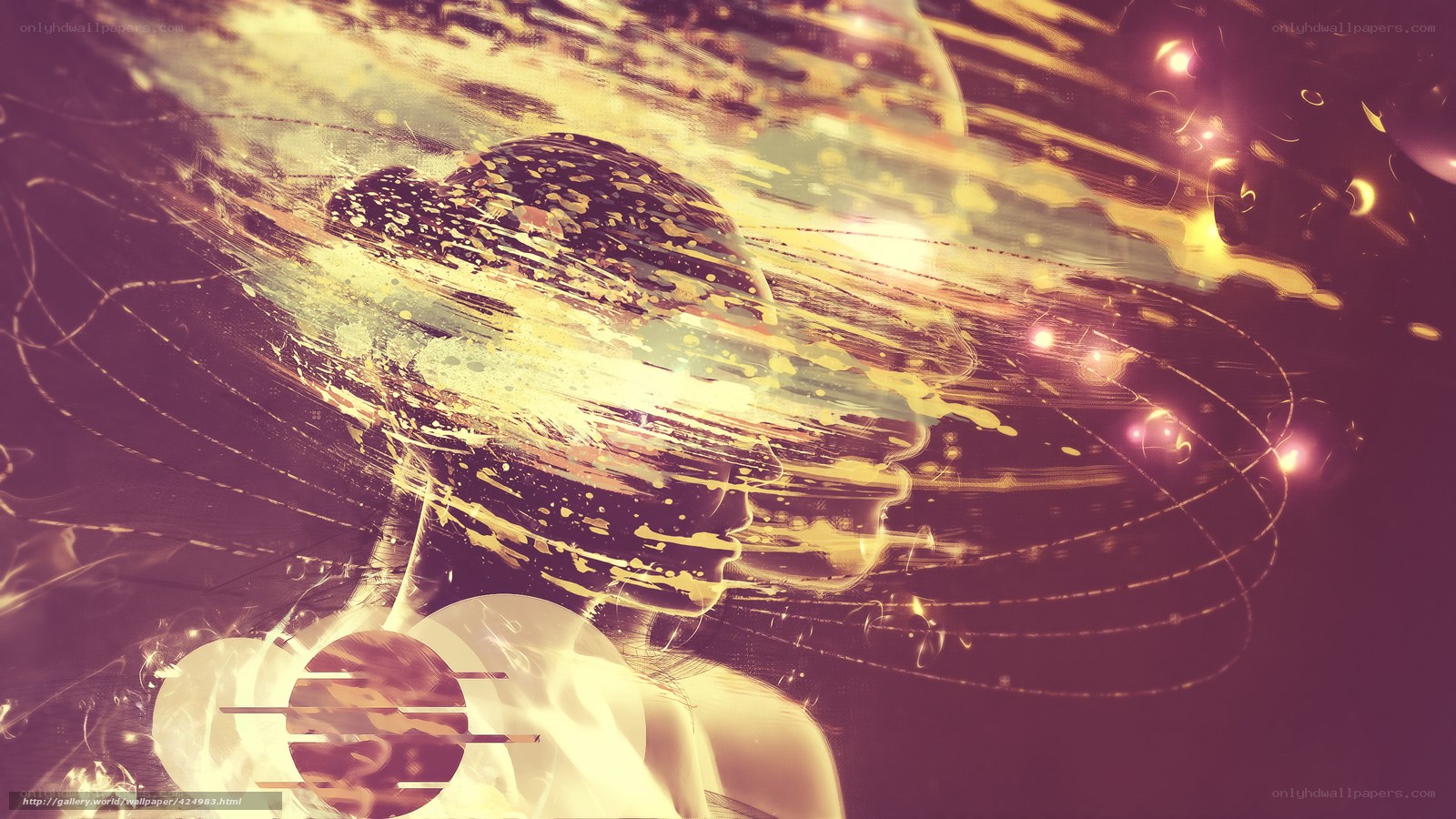 Abstract woman with golden light