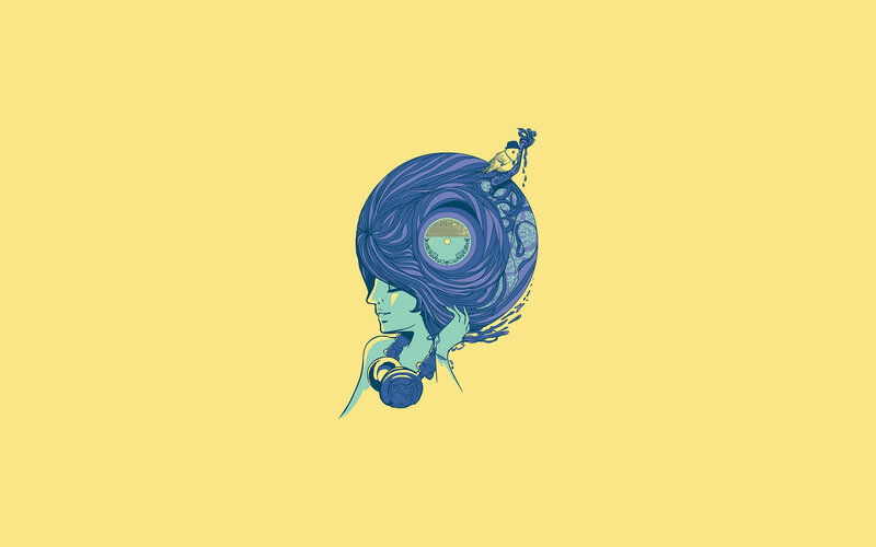 abstract woman with headphones