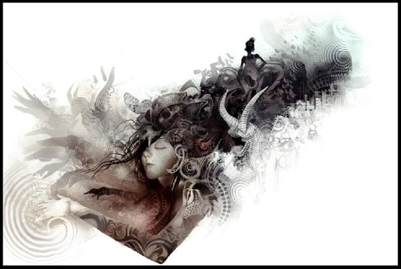 abstract woman with intricate patterns