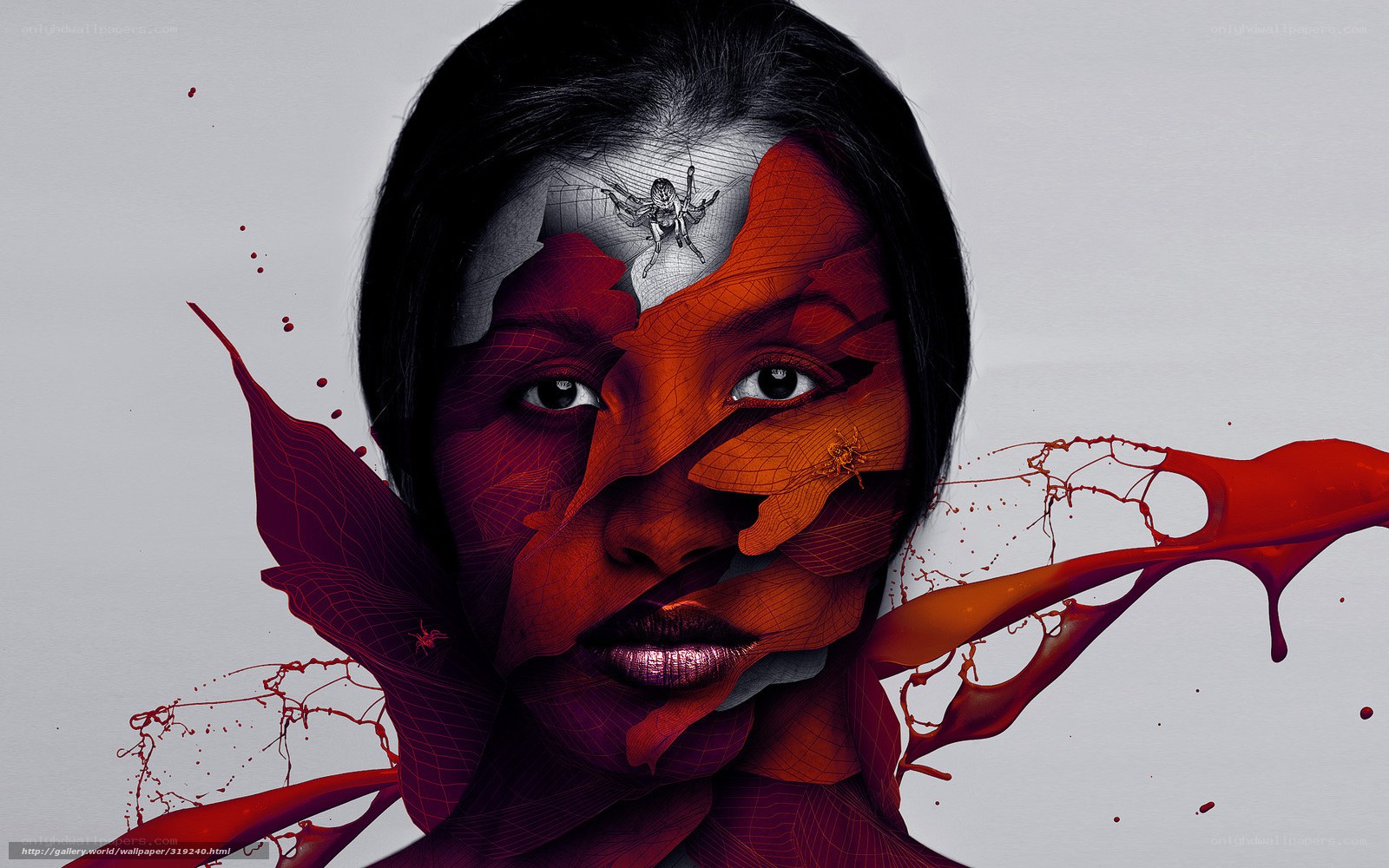 abstract woman with red splashes