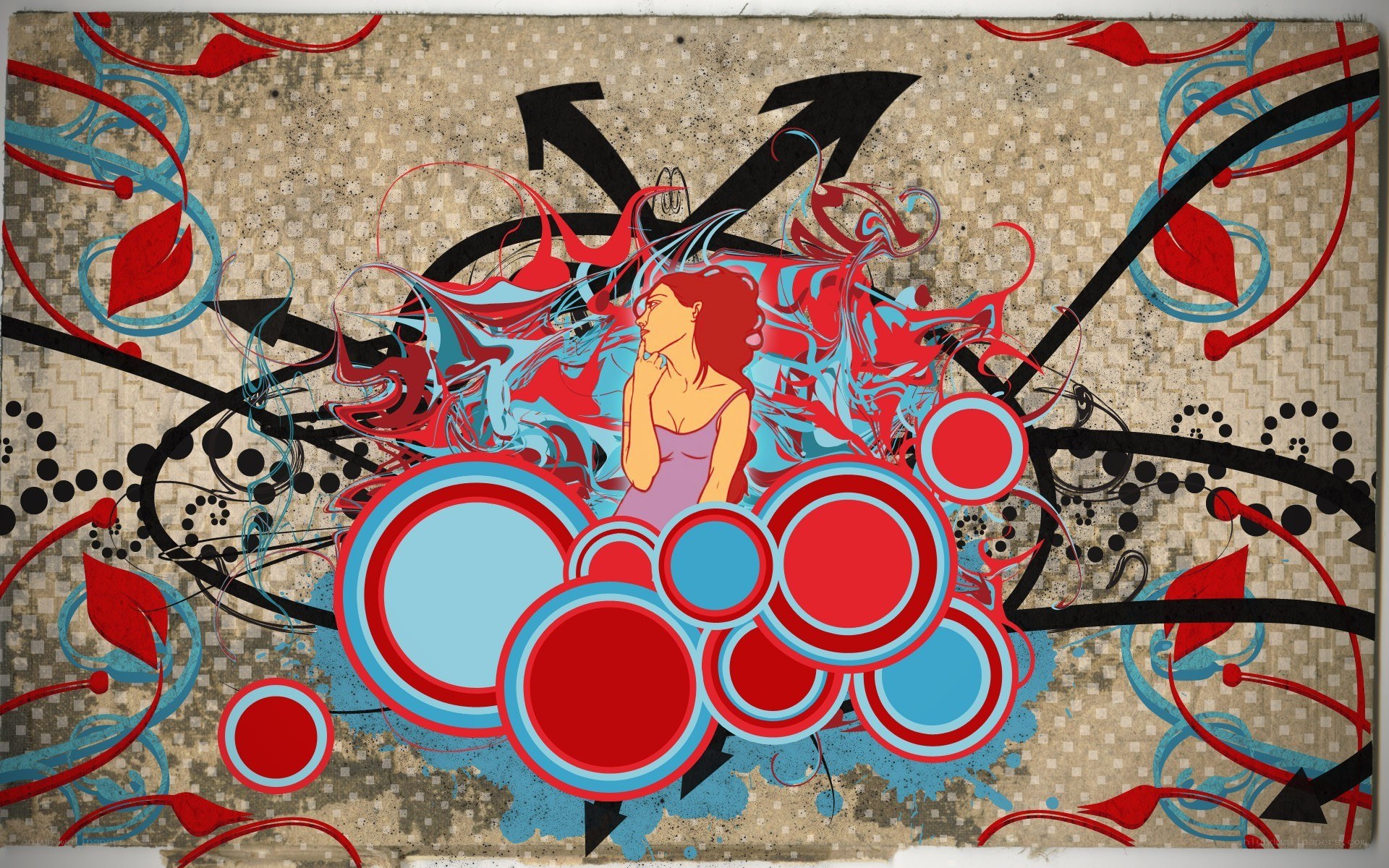 abstract woman with swirling patterns