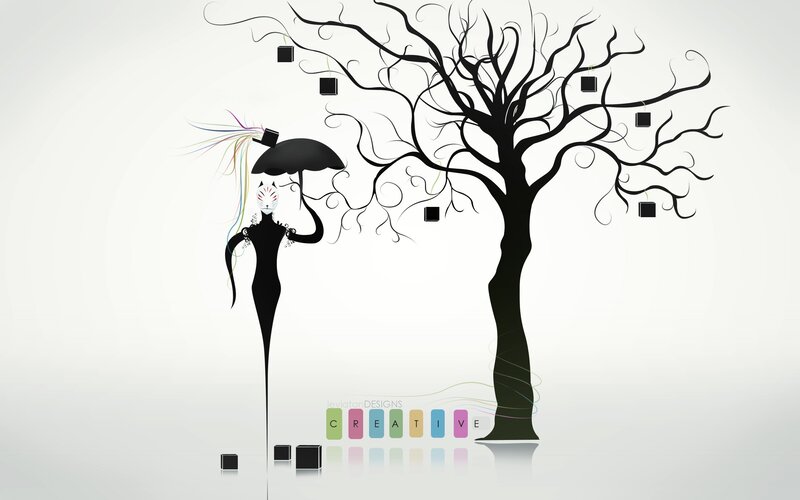 abstract woman with umbrella