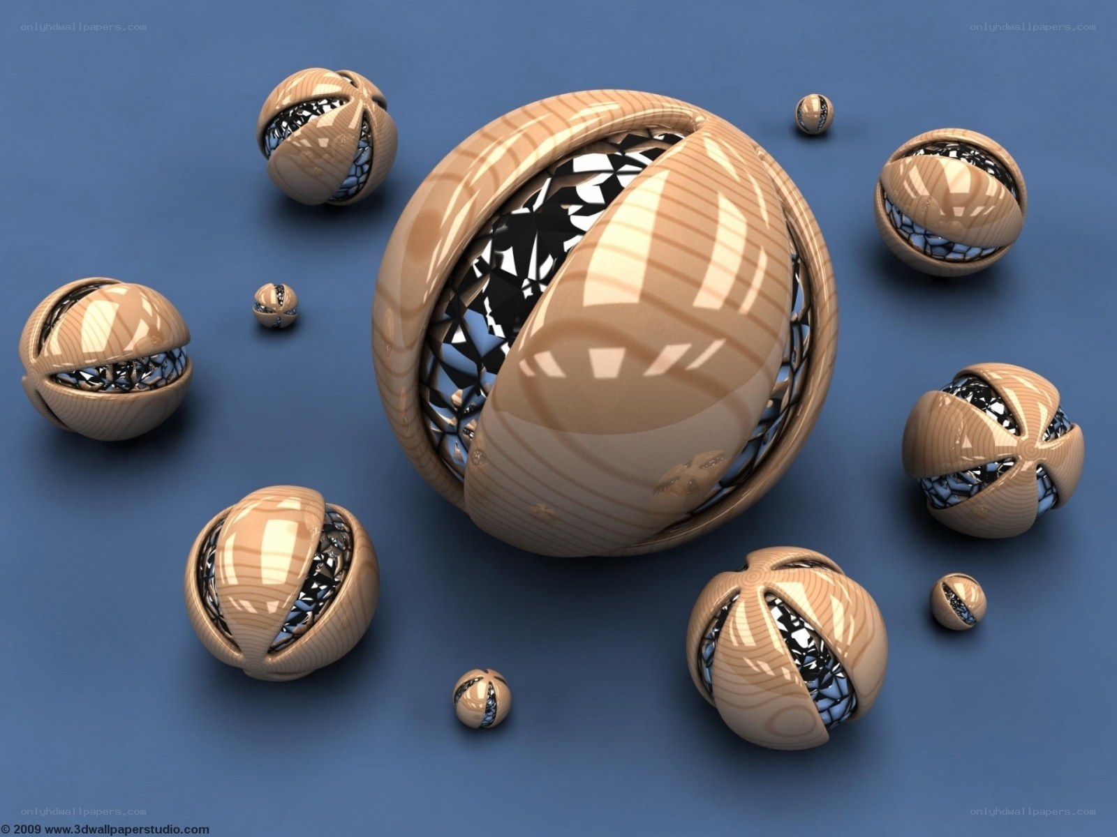 abstract wooden spheres