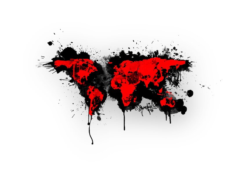abstract world map splatter art
