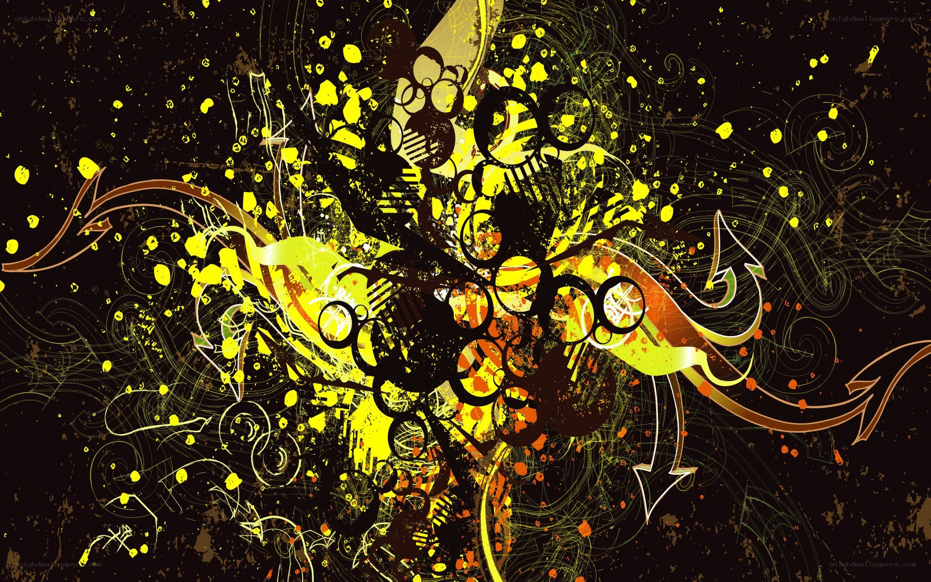 abstract yellow and black art