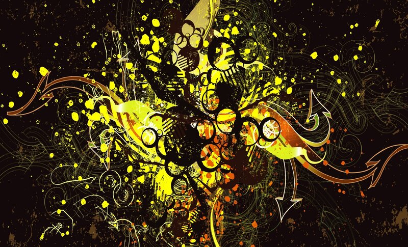 abstract yellow and black art