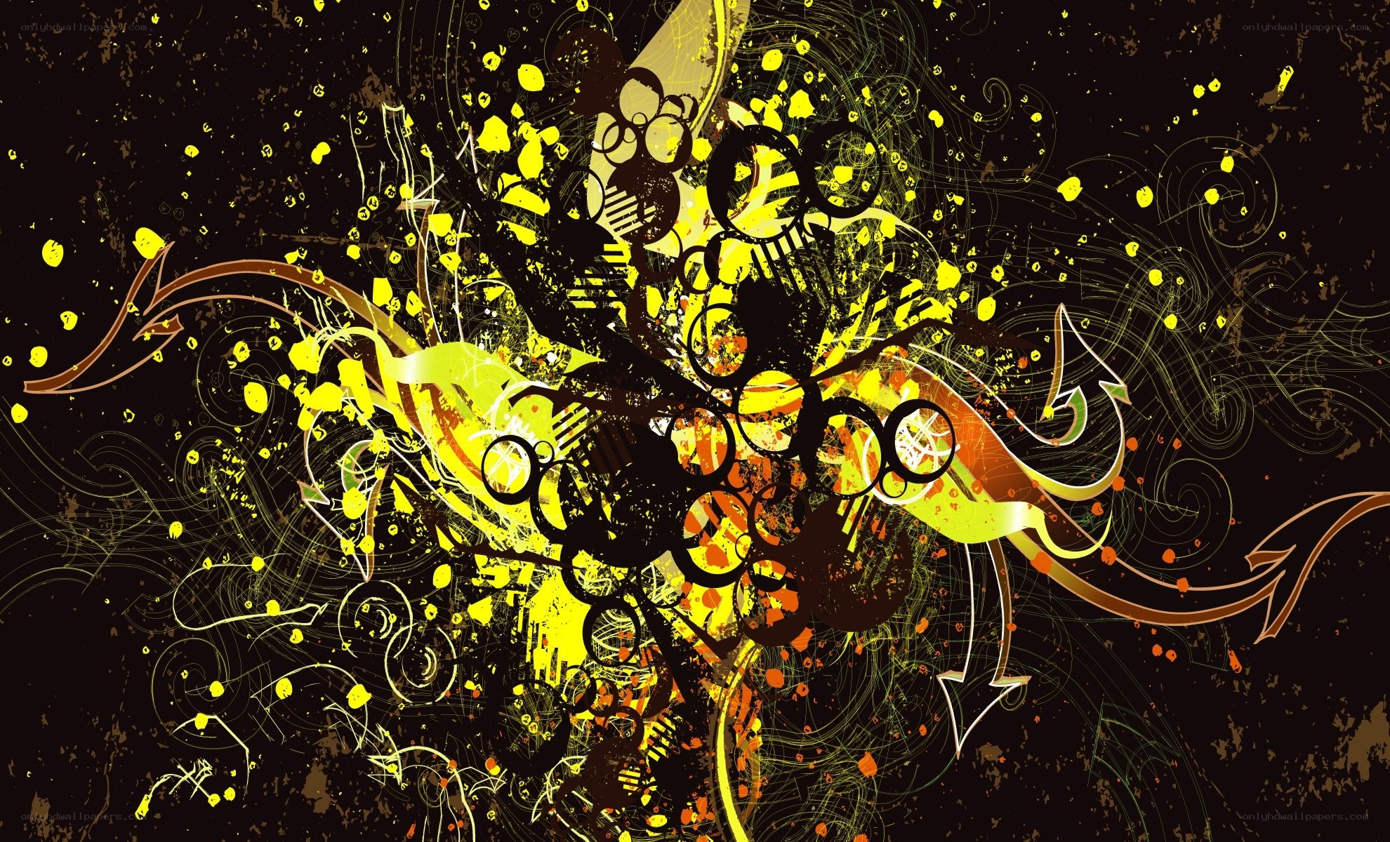 abstract yellow and black art