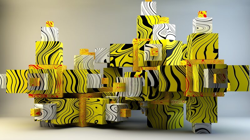 abstract yellow and black cubes