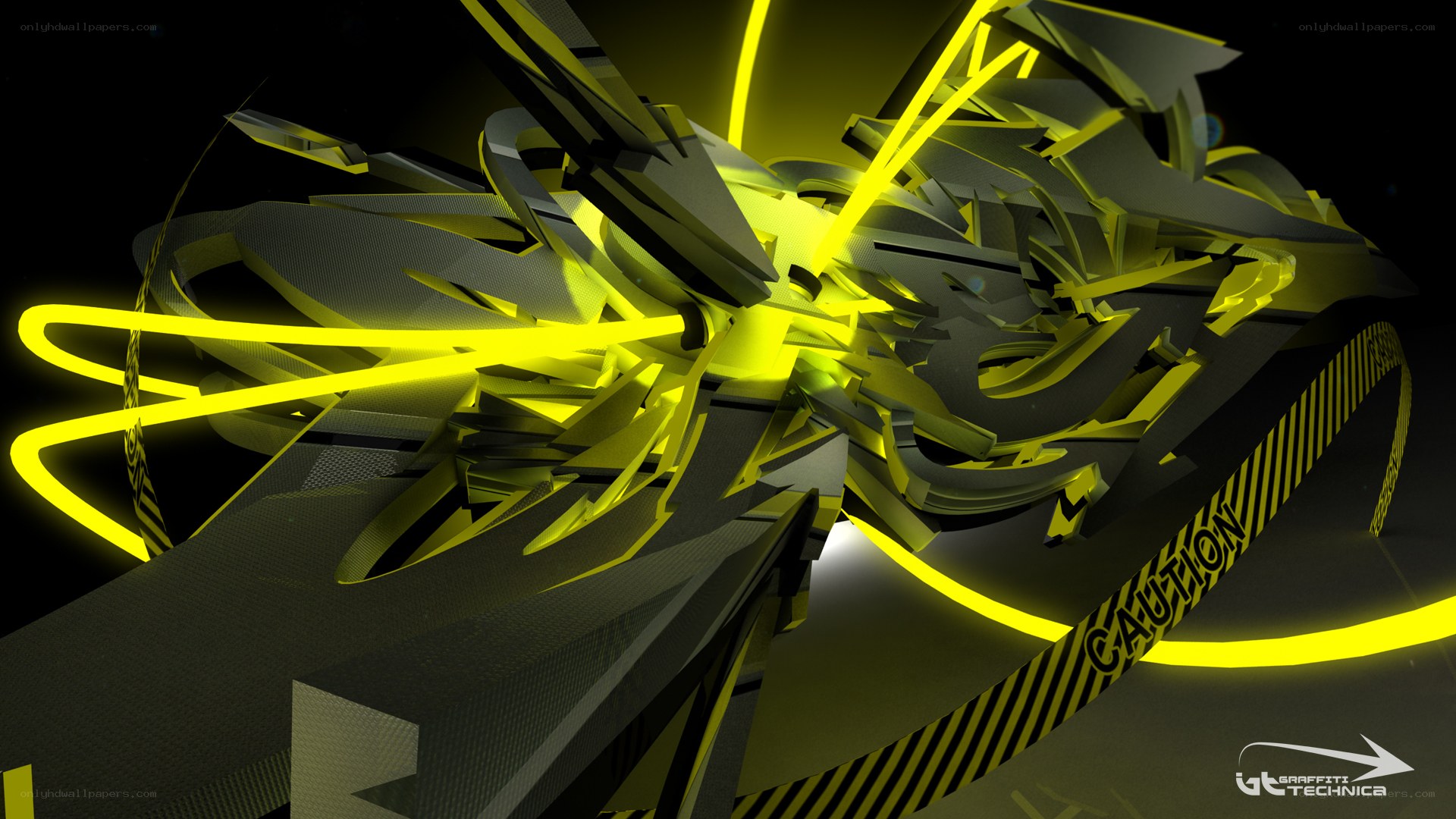 Abstract yellow and black digital art