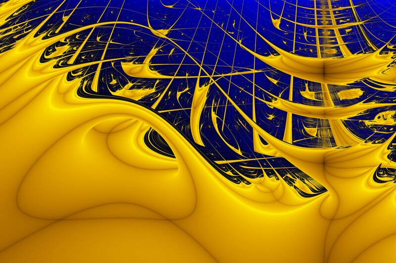 Abstract yellow and blue fractal art