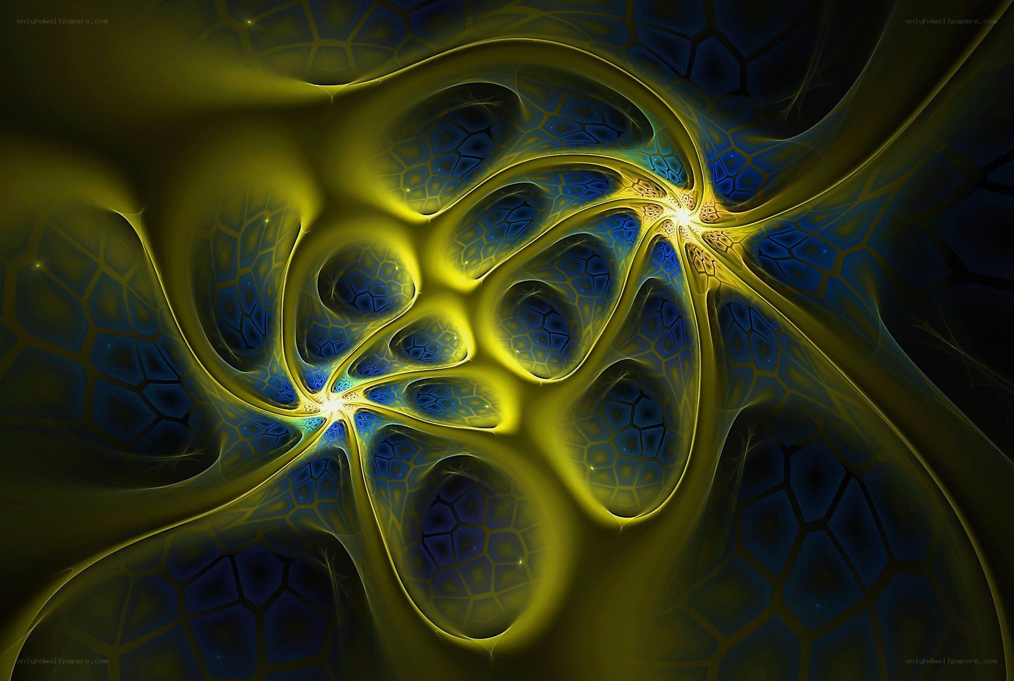 Abstract yellow and blue fractal