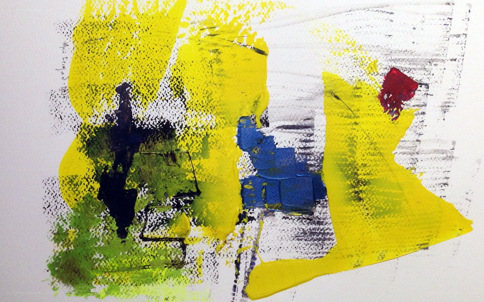 Abstract yellow and blue painting