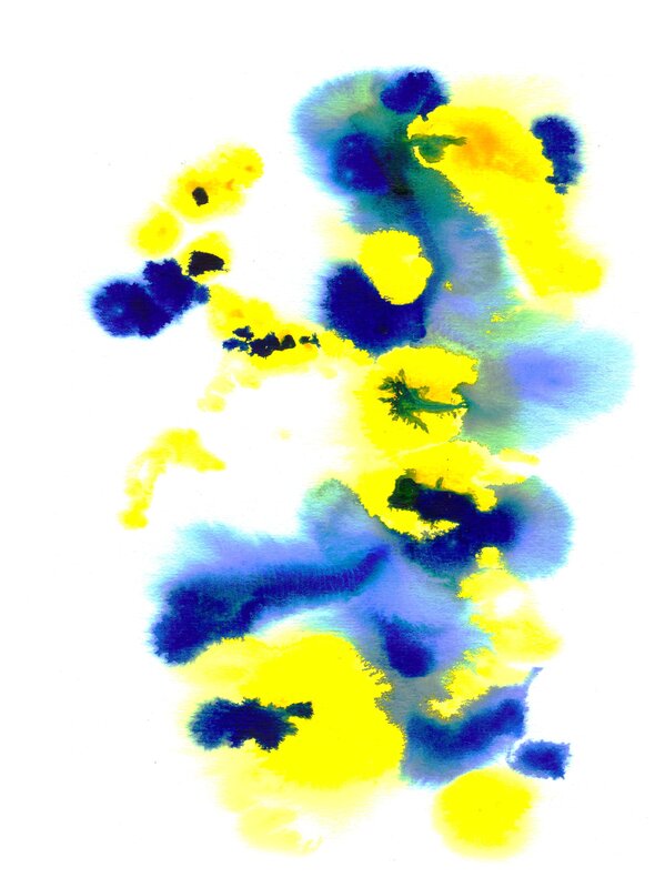 Abstract yellow and blue watercolor