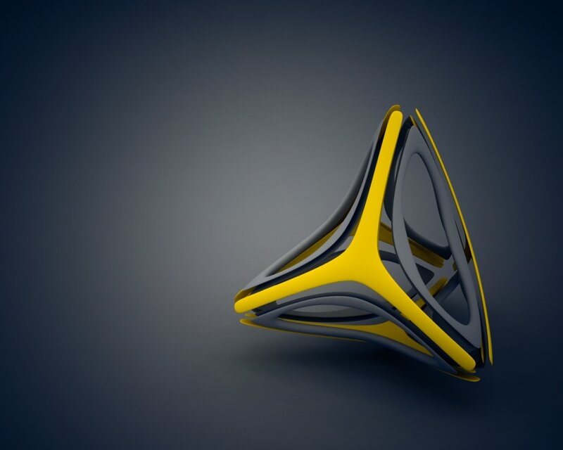 abstract yellow and gray geometric sculpture