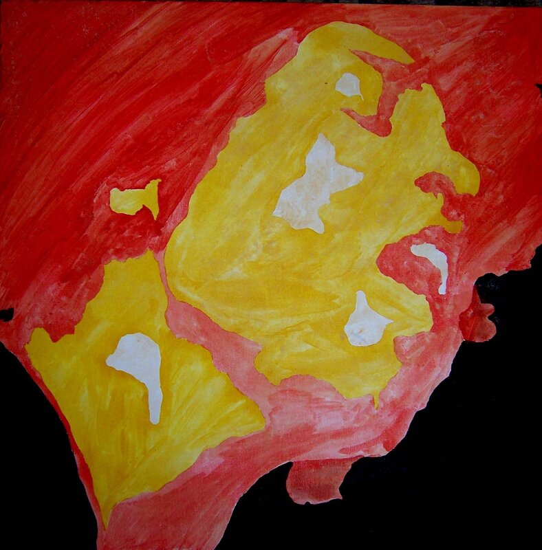 Abstract Yellow and Red Shapes — Dramatic