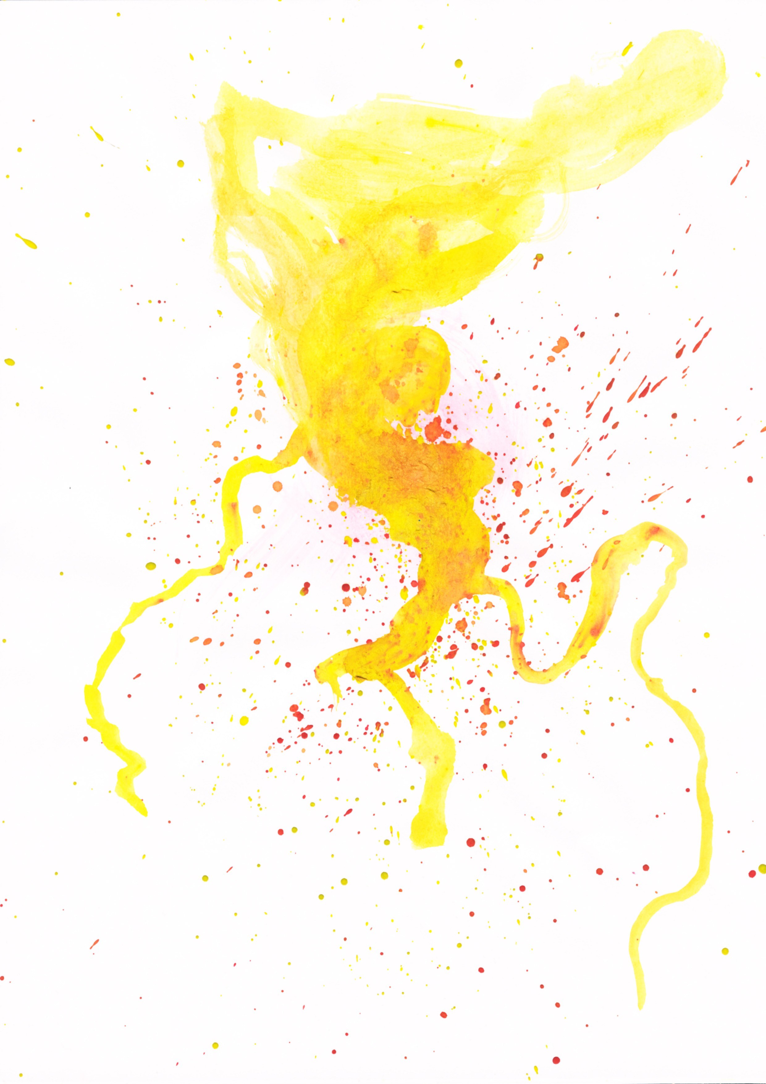 Abstract yellow and red splatter art