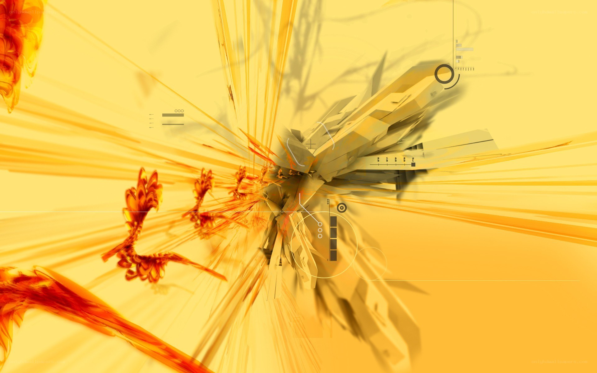 Abstract yellow explosion artwork